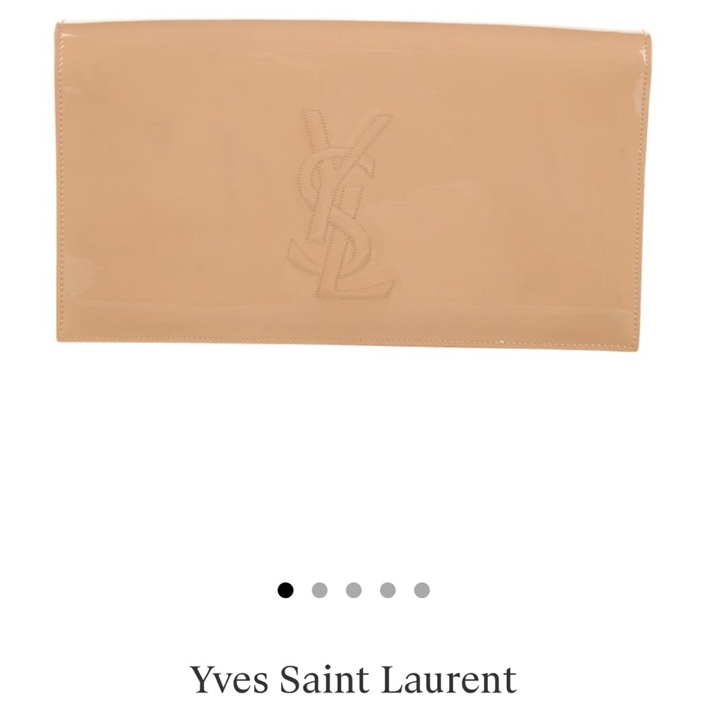 Yves Saint Laurent Tan Patent Leather Clutch - YSL
